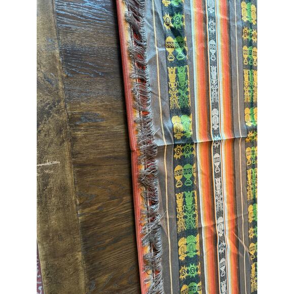 NWOT Ecuadorian Handmade Extra Large Tapestry/Tablecloth Brown and Orange - Picture 4 of 4